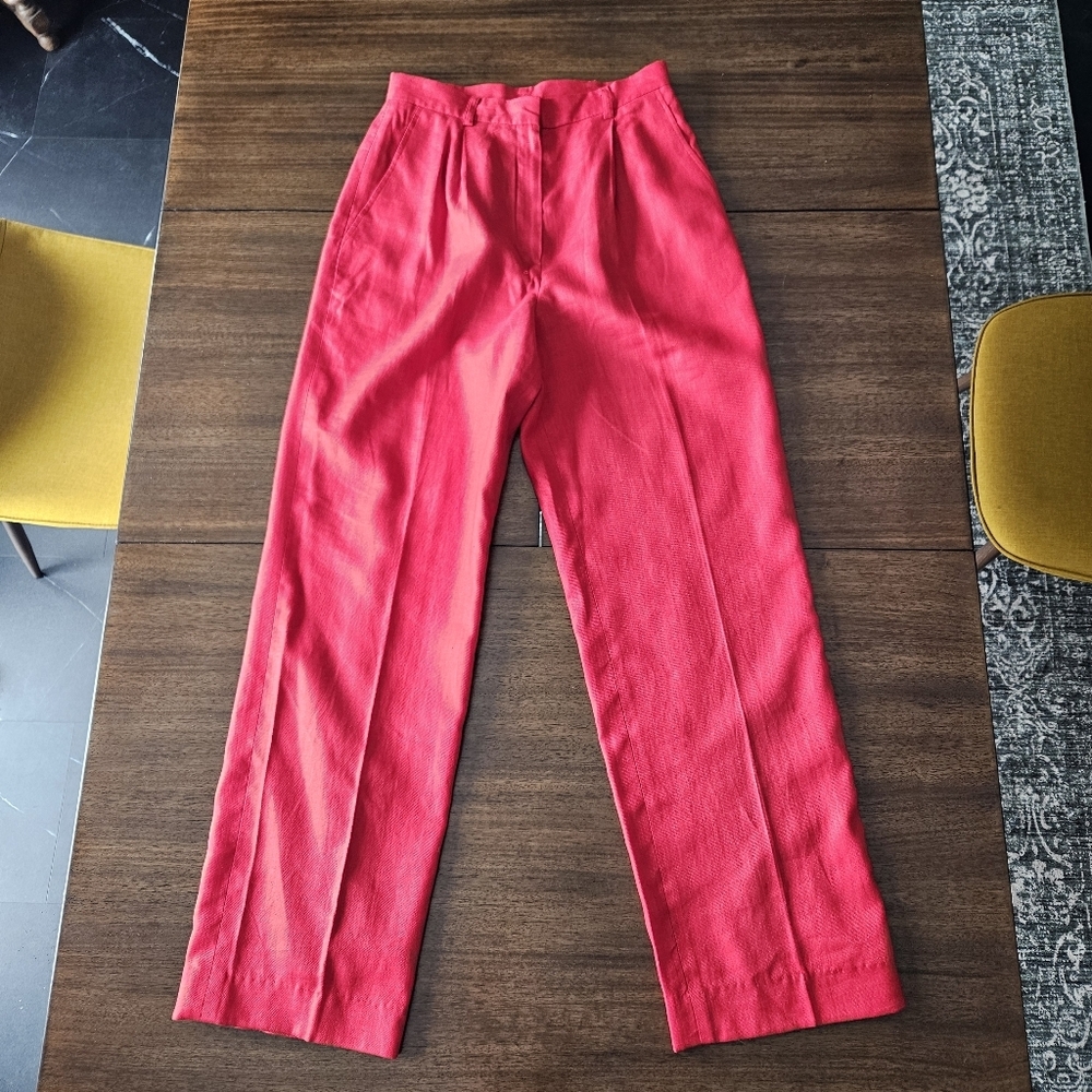 Vintage Ralph Lauren Red Linen Trousers - Picture 9 of 12